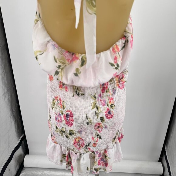 Guess Womens Floral Print Halter Dress size XL White & Pink - Picture 6 of 15